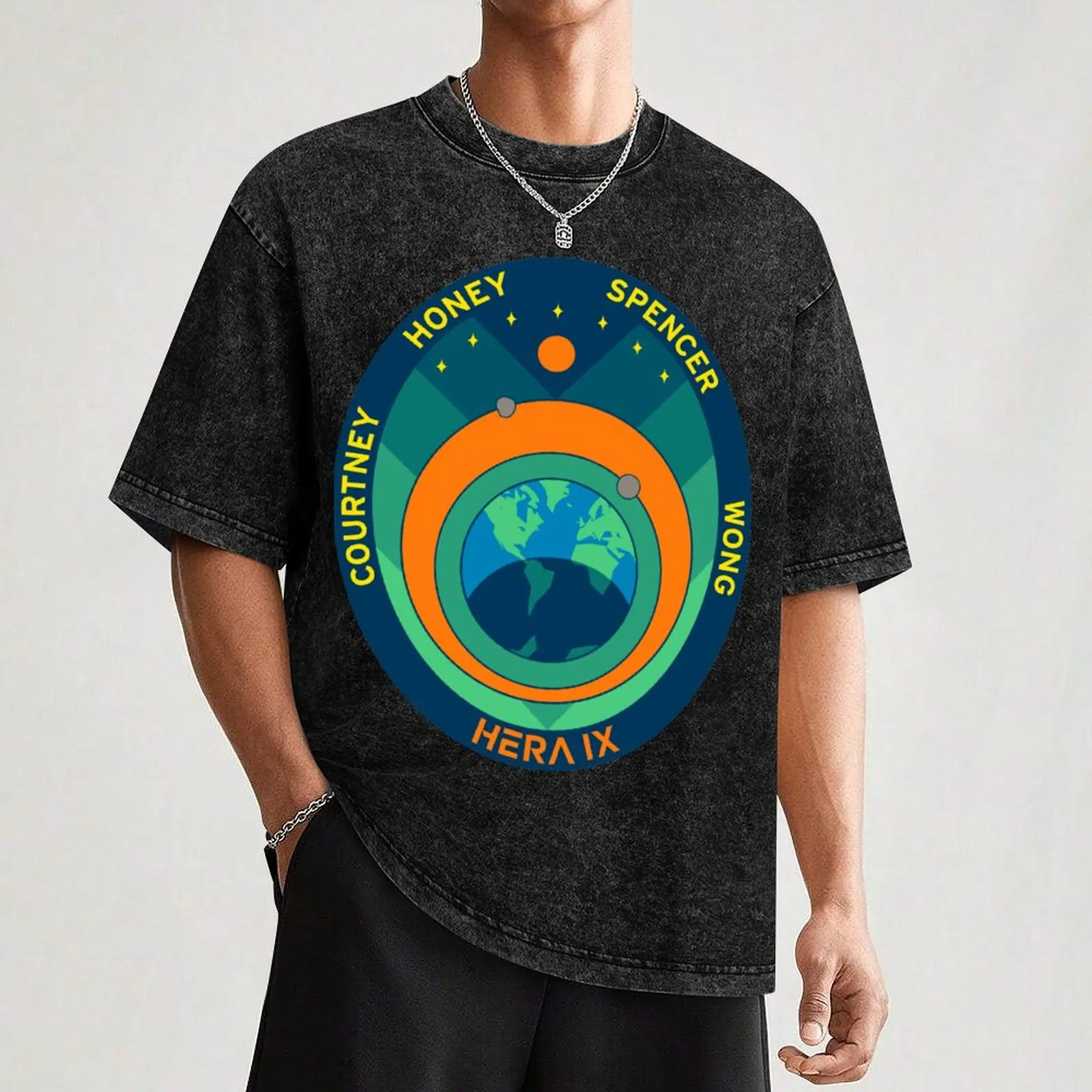 HERA IX Mission Logo T-Shirt vintage t shirts anime clothes new edition graphic t shirts mens graphic t-shirts hip hop image 3