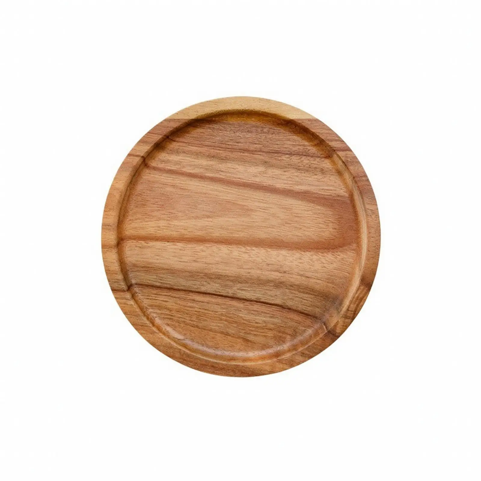 Wooden Serving Board Round Acacia Wood Tray with Visible Wood Grain for Fruit Dessert and Snack Presentation