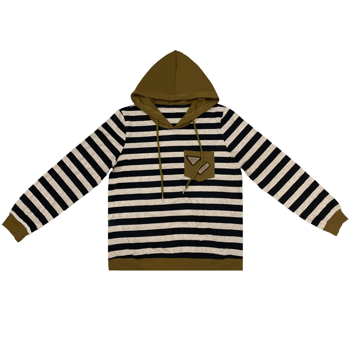 Autumn New Product Fashionable Versatile Casual Age Reducing Western Style Hoodie Hoodie with Drawstring Striped Sweatshirt Top