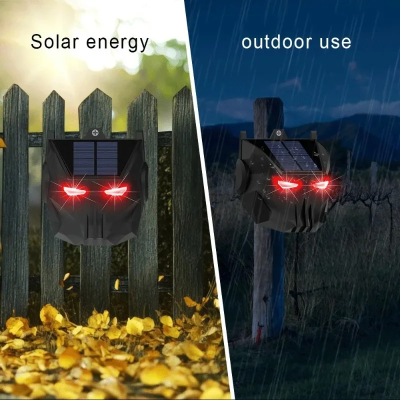 Solar Animal Repeller LED Red Blinking Light Outdoor Waterproof Pest Control for Birds Dogs Foxes Coop Garden Farm Protection