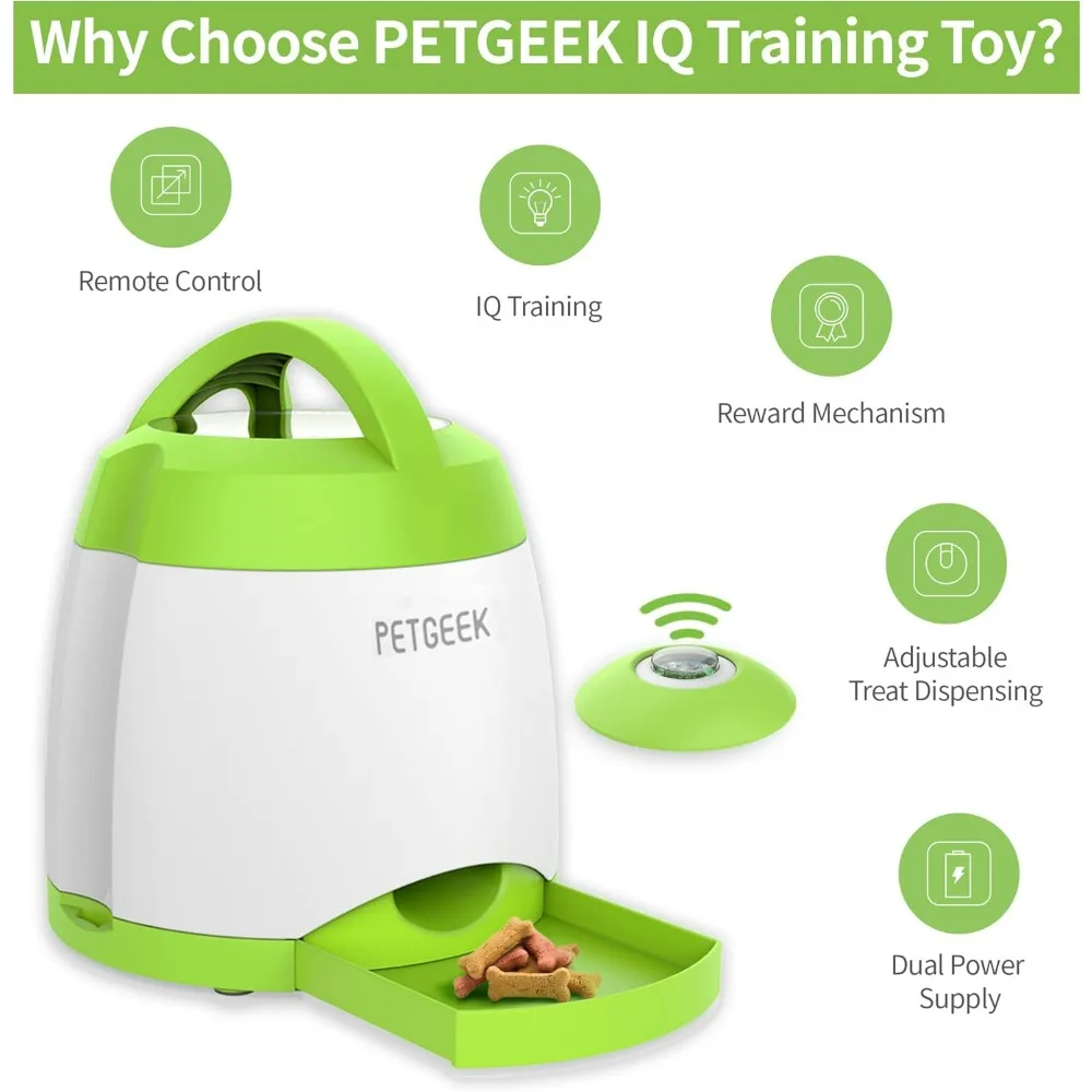 Automatic Dog Feeder Toy, Interactive Dog Puzzle Toys Treat Dispensing, Electronic Dog Food Dispenser Remote Control