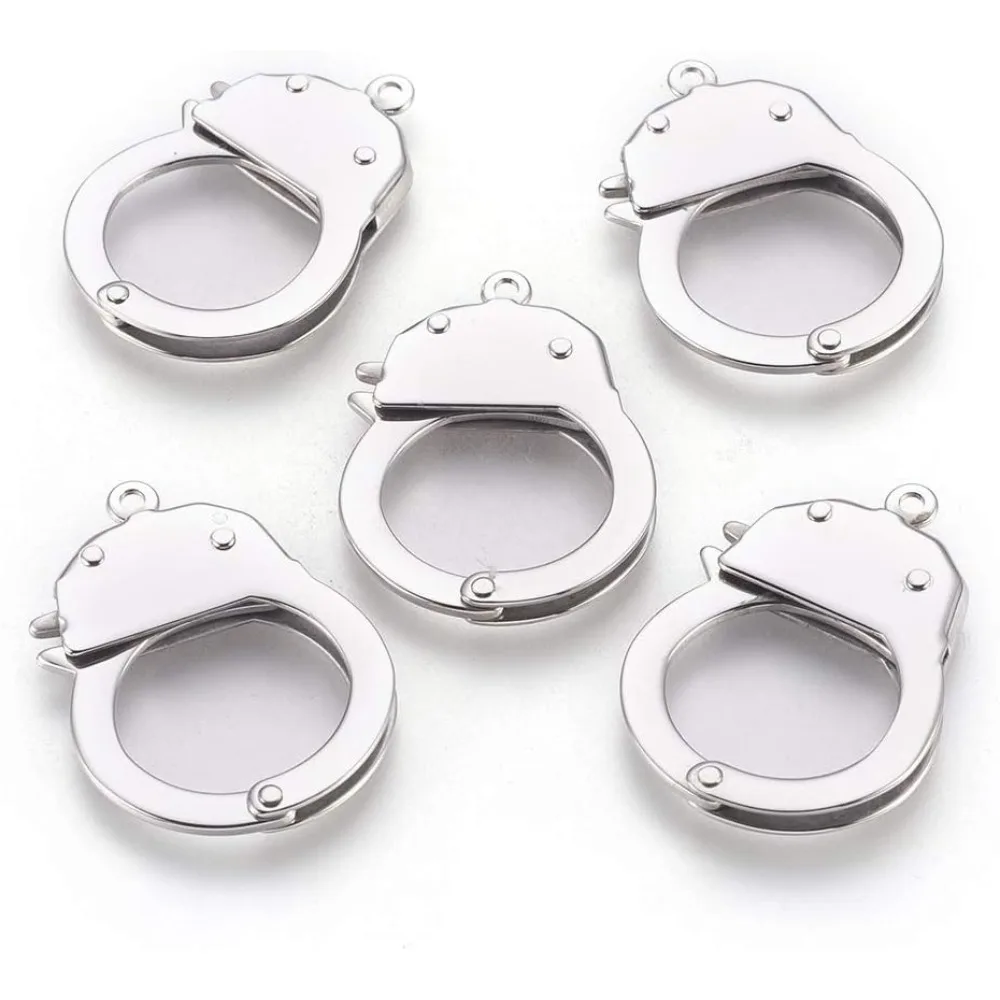 1 pc Stainless Steel Handcuffs Clasps Trigger Hidden Snap Clasp Fastener Hook Charm Jewelry findings for Bracelet Necklace