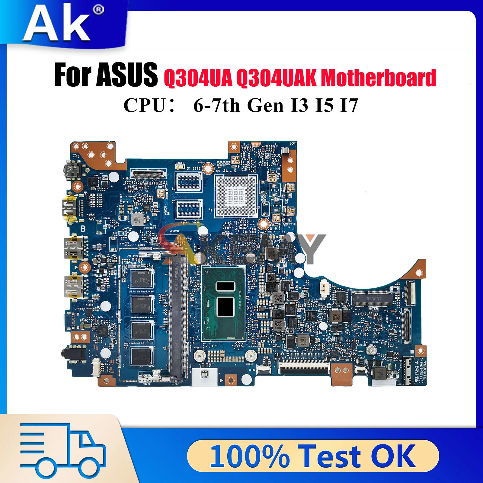 

Q304UA Laptop Motherboard For ASUS VivoBook Q304UA Q304U Q304UAK Notebook Mainboard With I3 I5 I7 CPU 100% tests OK fast ship