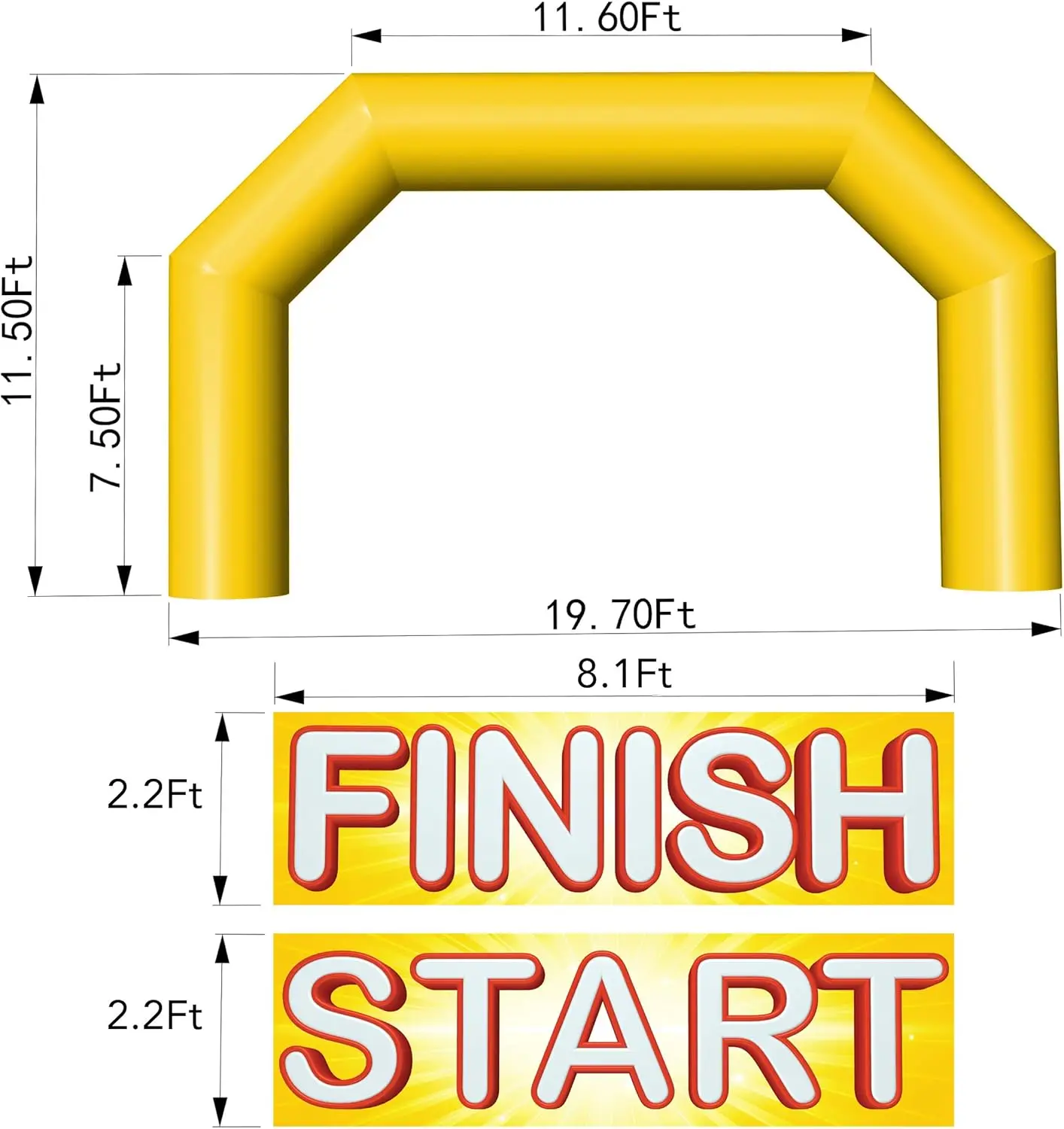 20ft Inflatable Arch Huge Inflatable Archway with Blower and Start Finish Line Banners for Race Commercial Events