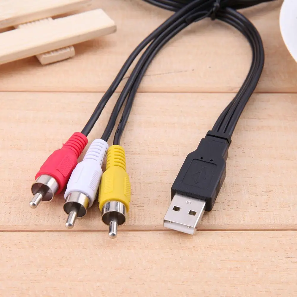 Yeni 1.5M 5ft USB erkek A 3 RCA AV A/V TV adaptör kablosu kablo ses AV kablosu