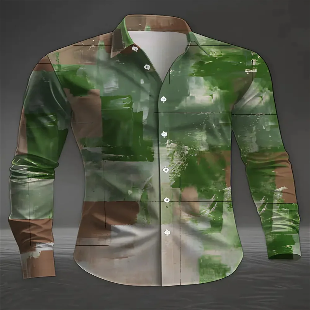 

Мужская полосатая рубашка с длинными рукавами и принтом, роскошный топ с длинными рукавами стильного дизайна, всесезонная универсальная рубашка на пуговицах с воротником