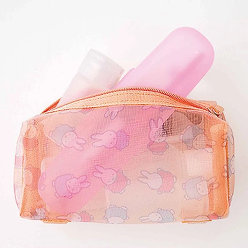 Kawaii Miffy Rabbit Cosmetic Bag Cartoon Foldable Makeup Pouch Pink Cartoon Travel Organizer Toiletry Wash Bag Girl Perfect Gift