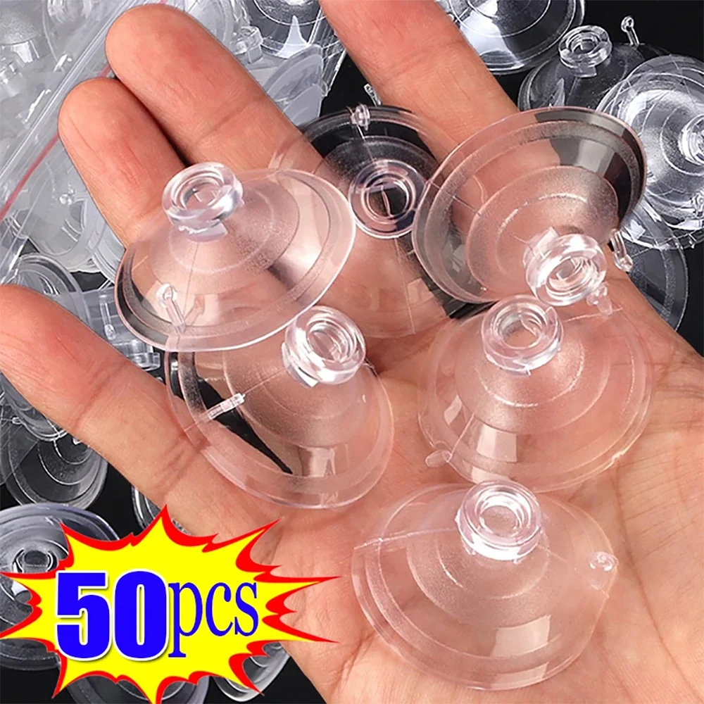 50/1Pcs Transparent Suction Cups Hooks Mushroom Head Plasitc Self Adhesive Sucker Hanger Hook For Kitchen Bathroom Organizers