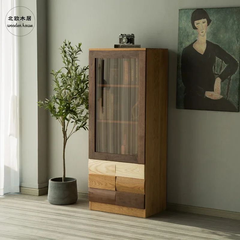 

High Cabinet Living Room Light Luxury Wall Locker Shelf Solid Wood