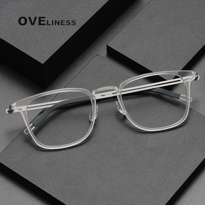 

Pure Titanium Glasses Frame Men Women Square Myopia Optical Prescription Eyeglass Frames 2023 New Antiskid Silicone full Eyewear