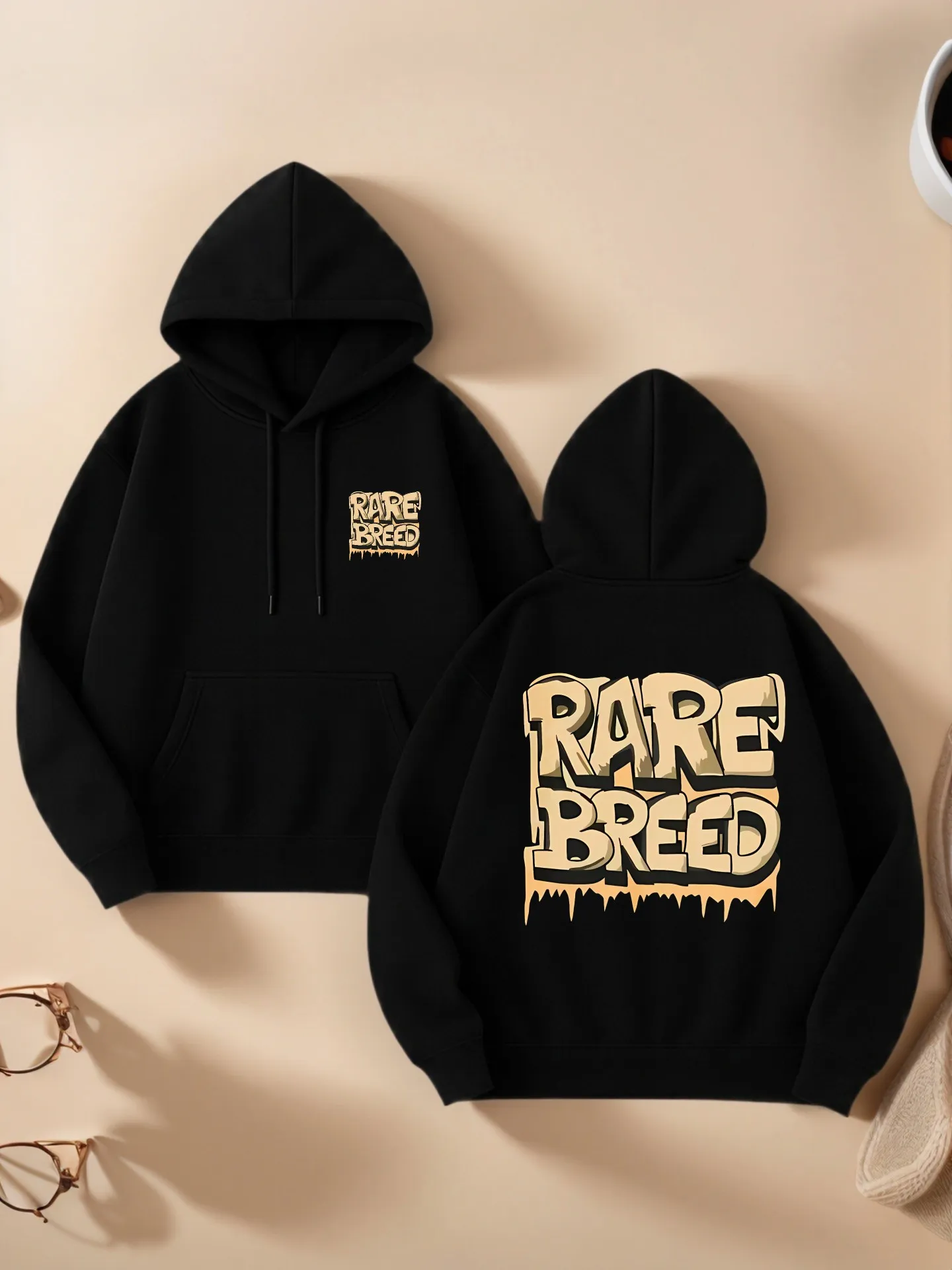 

Graphic Hoodie Women, Rare Breed Letter Print, Streetwear Style, Soft Fabric, Casual Everyday Wear, For Young Men