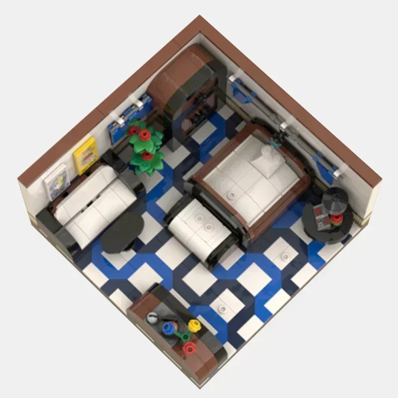 ChristmasLittle Diorama modelo Moc ladrillos de construcción cocina y dormitorio moderno tecnología bloque Modular regalo juguete DIY conjunto de montaje