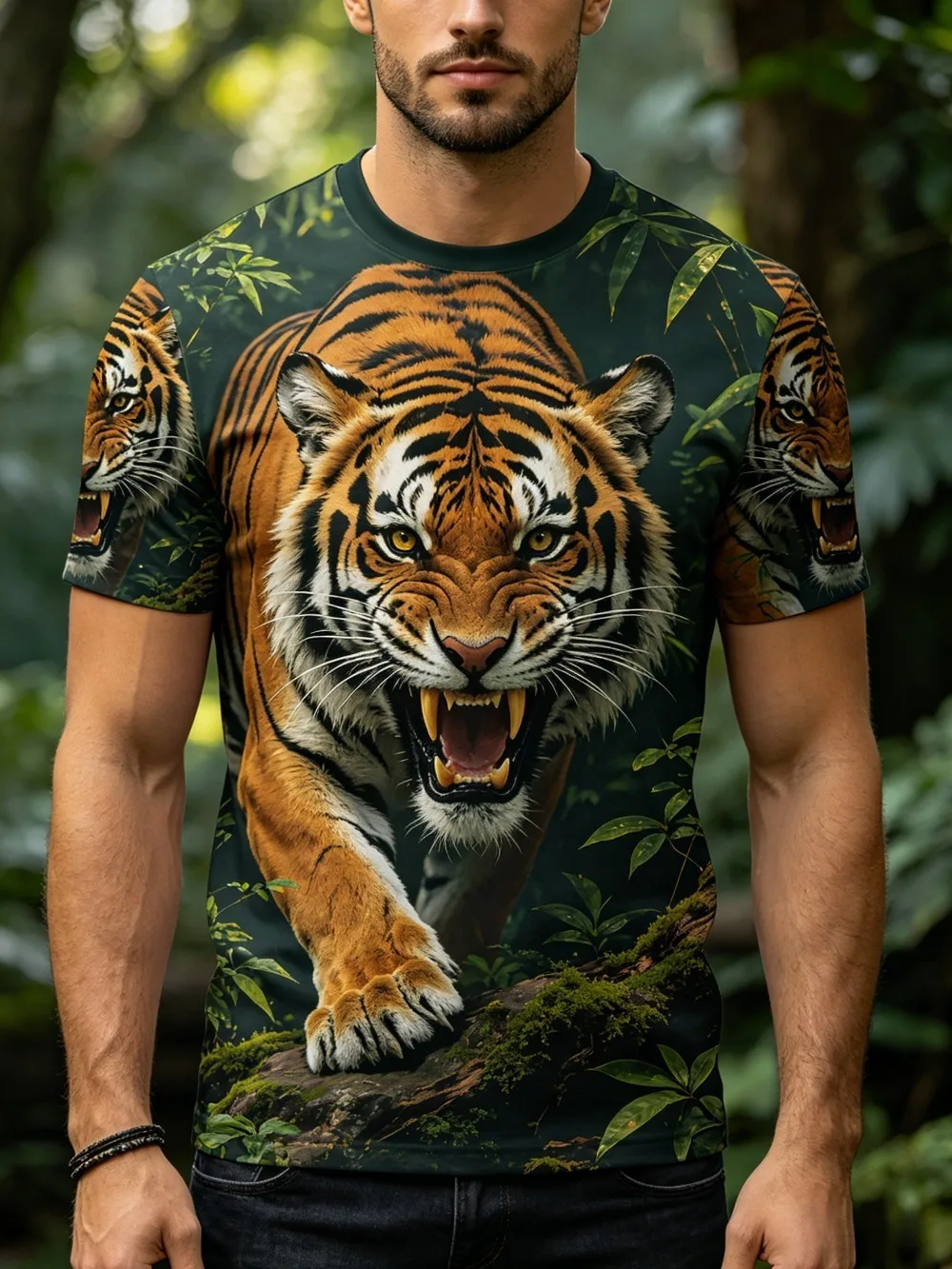 Summer New Tiger and Leopard Patterns Men's T-shirt 3D Printing Casual Comfortable Breath Quick-Dry Outdoor Sports Fashion Cloth