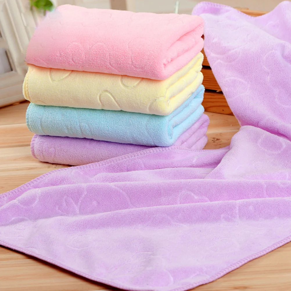 4pcs Microfiber Hand Towel Quick-Dry Embossed Face Towel Light Weight 400 Grams(Light Blue, Light Yellow, Light Pink and Light P