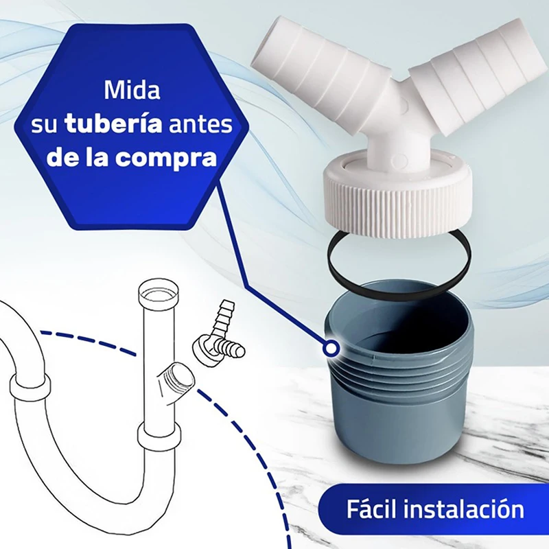New【Dishwasher Washing Machine Drain Adapter Three Way Two In One Connector Converter Drain Extension Hose Connector】