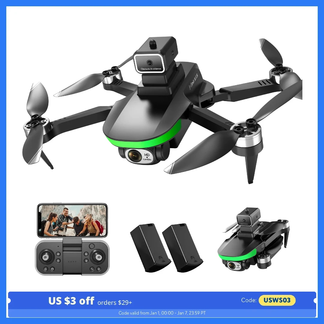 Drone dobrável WeFone S5S 6K UHD, quadricóptero RC, sem escova, fluxo óptico, voo Waypoint, C0.