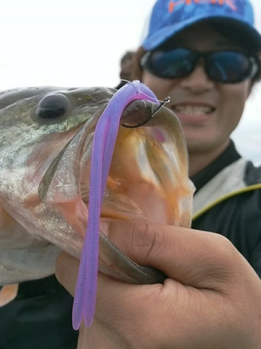 LURETV O. S.P OSP HP 3D Wacky lure, soft bait, double tailed noodle worm, neko lead fishing group, black pit lure - Image 4