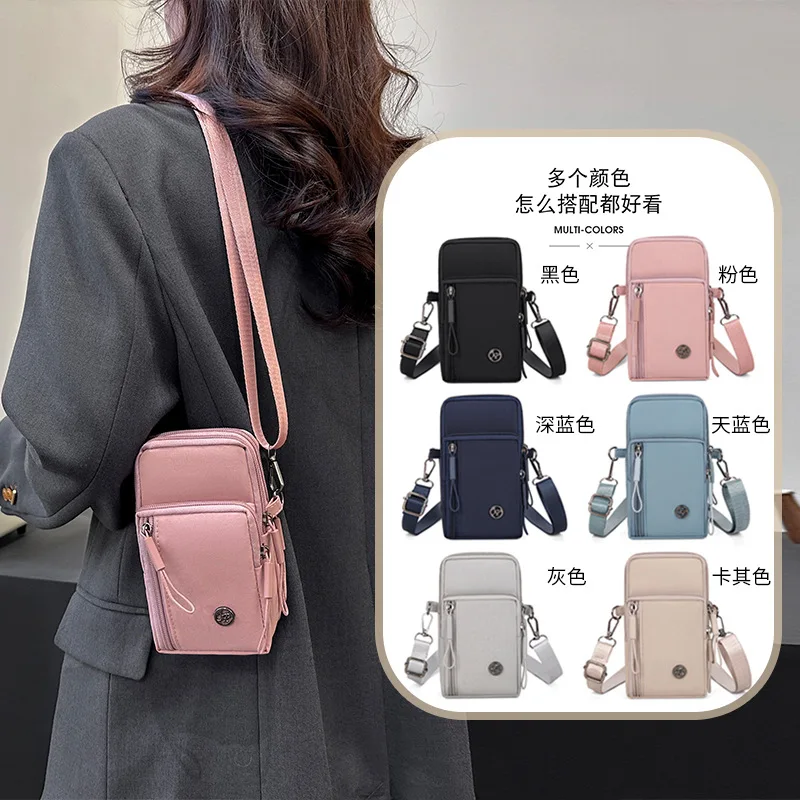 

Новинка 2022, сумка из ткани Оксфорд, сумка для мобильного телефона, многослойная сумка для девочек, повседневная сумка для мобильного телефона с косым пролетом, маленькая свежая сумка