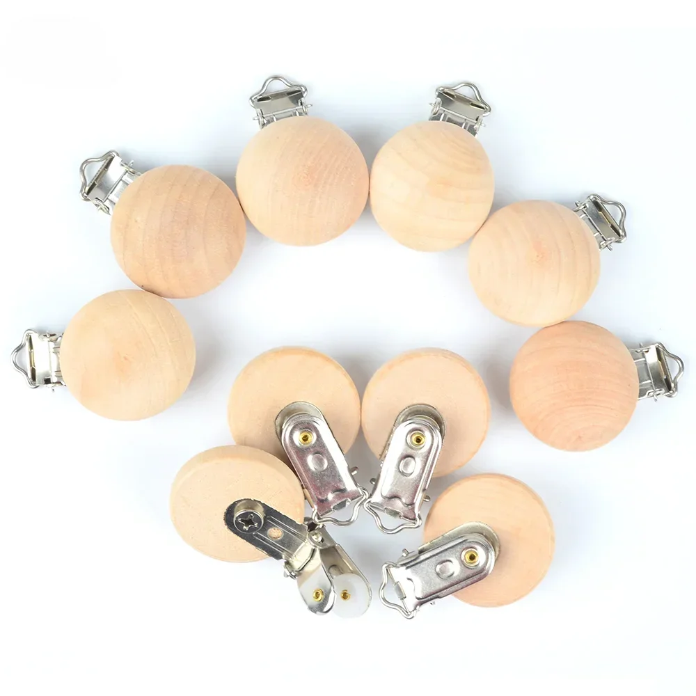 5/10pcs natürliche Buche Holz Schnuller Clips Dummy Halter Kette Holz Nippel Clip für Baby Beißring Kau spielzeug Pflege zubehör