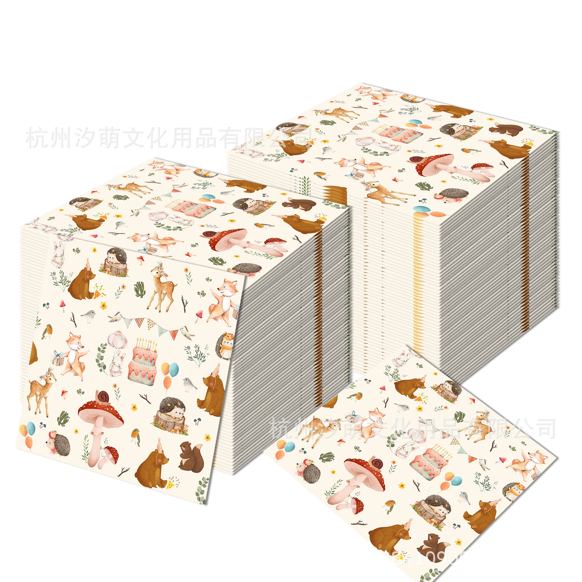 20/60/100 Stück Papierservietten mit Waldtiermotiven, Einwegservietten mit Waldtiermotiven, Fuchs, Hirsch, Cocktail-Papierservietten für Partyzubehör – Detail 3