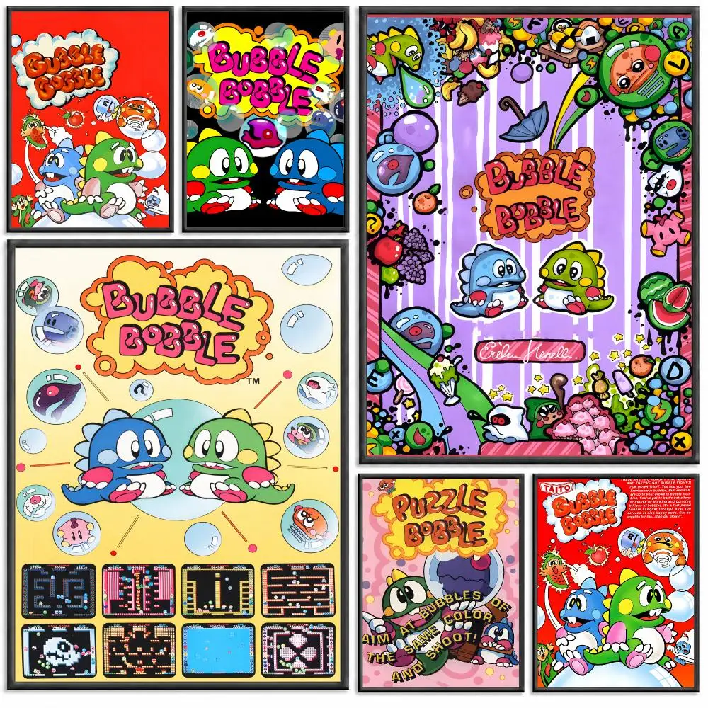 Bubble B-Bobble Game Poster Modern PP Paper Wall Decorative for Cafe Office Bar Home Wall Decor Gift
