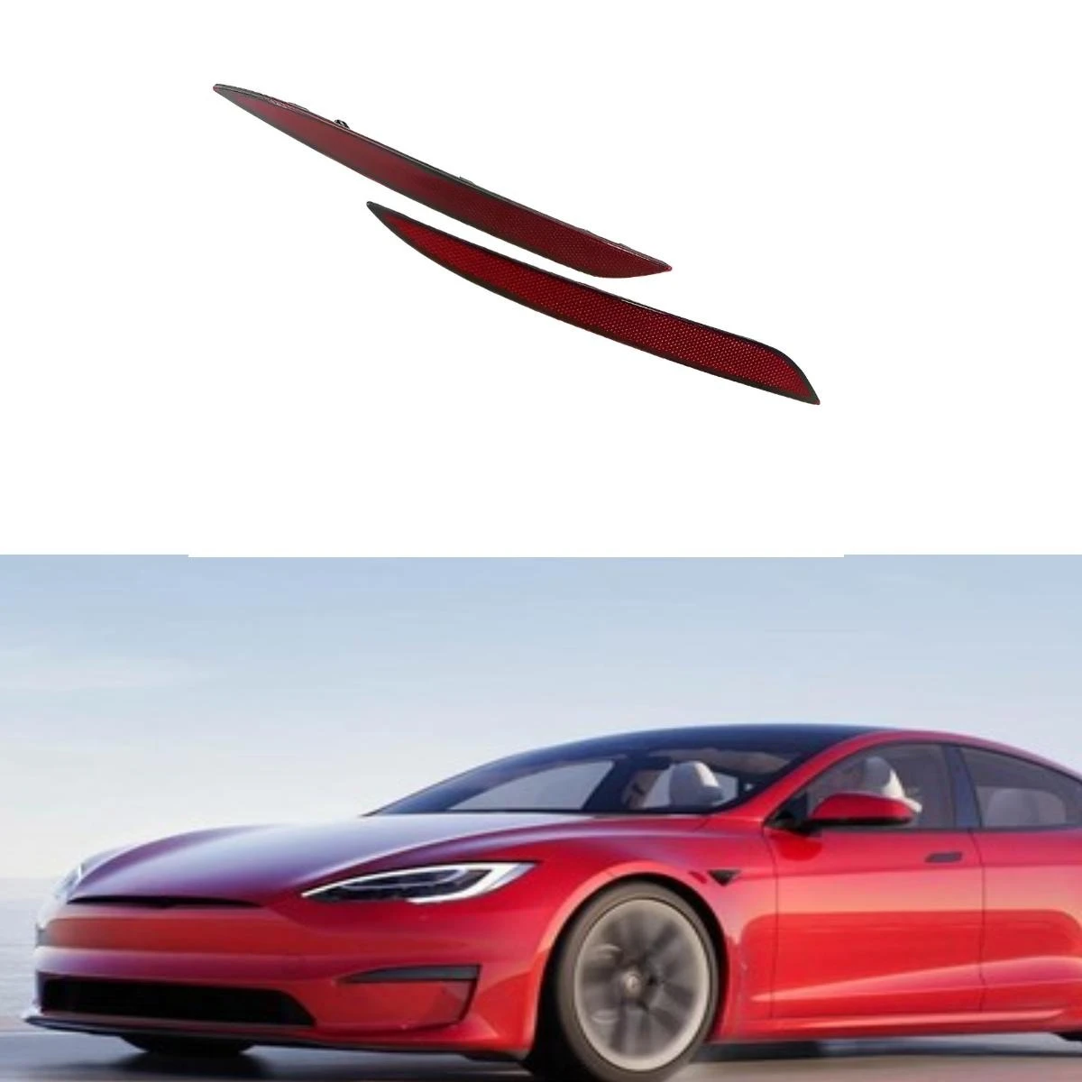 

For Tesla Accessories Model S Rear Bumper Reflective Light Fog Light Reflective Decorative Strip 6007706-00-D 6007705-00-D