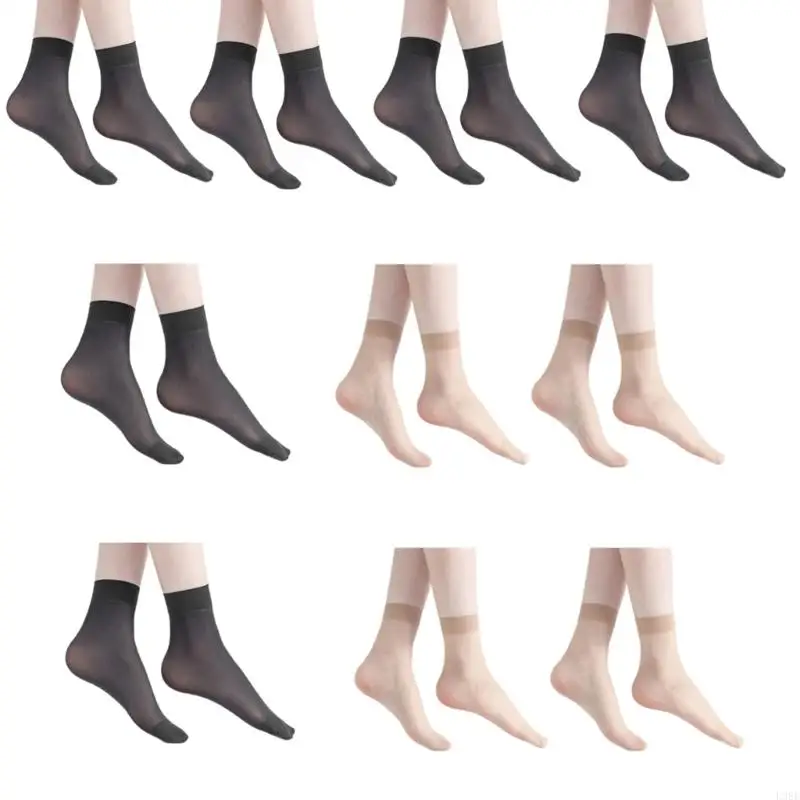L38E 10 Pairs Women's Sheer Footwear Summer Thin See Through Ankle High Socks Enhances Durability For Outdoor Activity