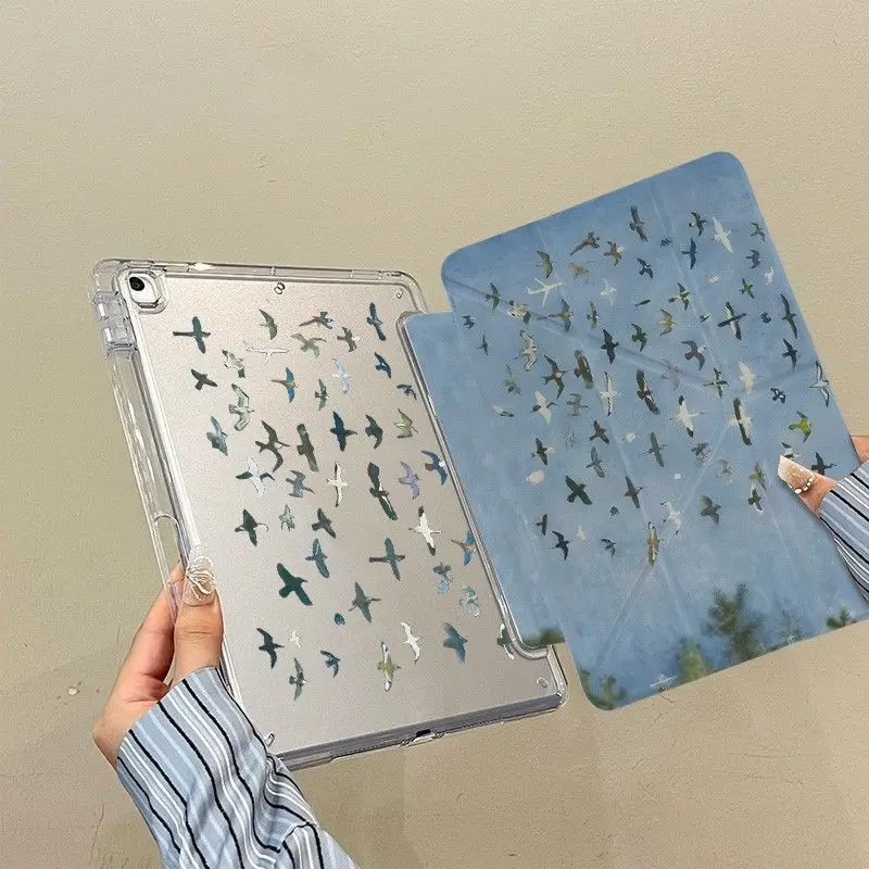 Bird 3+Y Fold Crystal Clear Case for Xiaomi Pad 5/5Pro 6/6Pro 11 Inch Xiaomi Pad 7/7Pro 8/8Pro 11.2 Redmi Pro/Pro2 12.1 Pad SE11