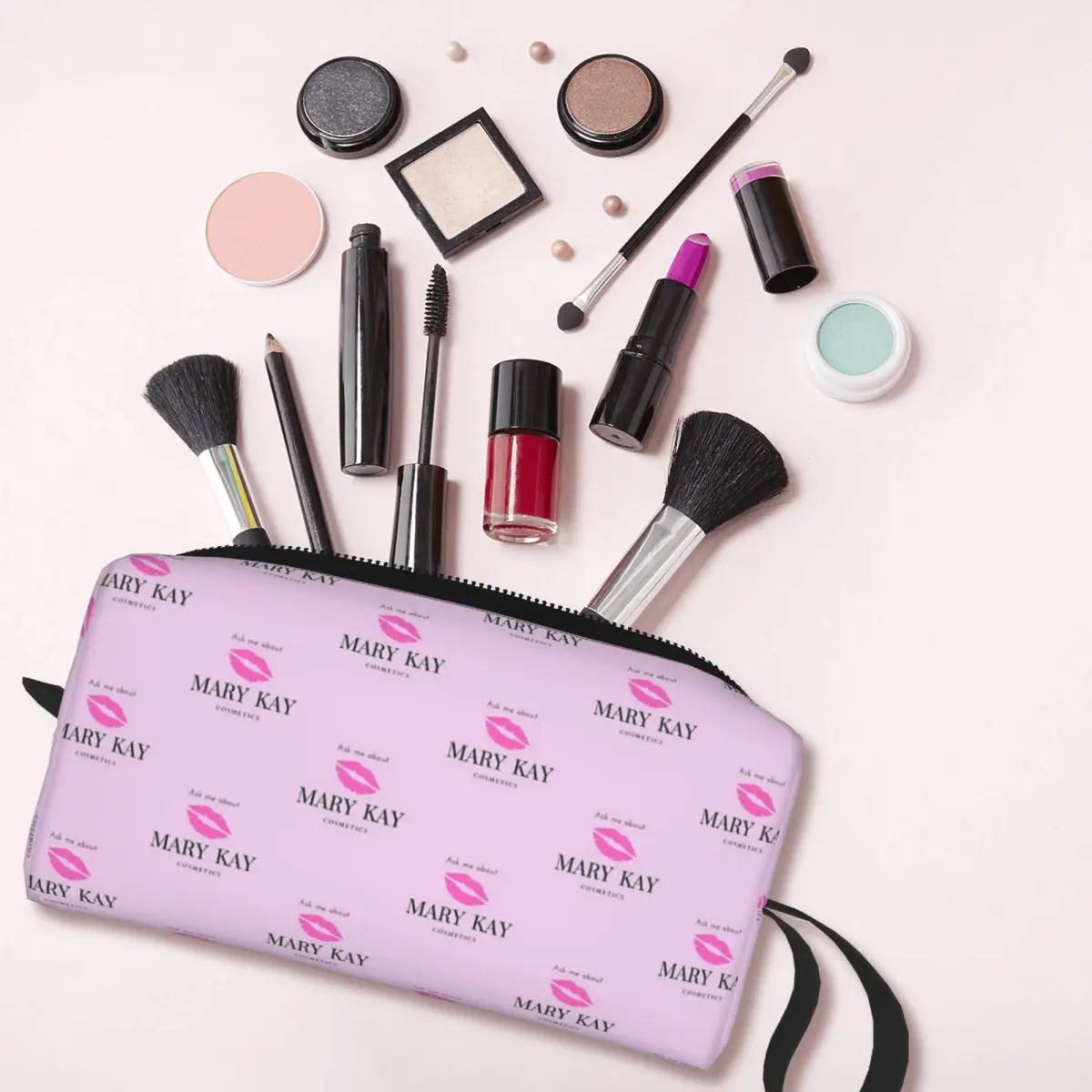 Ask Me About Mary Kay Cosmetics Makeup Bag Cosmetic Storage Dopp Kit Toiletry Cosmetic Bag for Women Beauty Travel Pencil Case