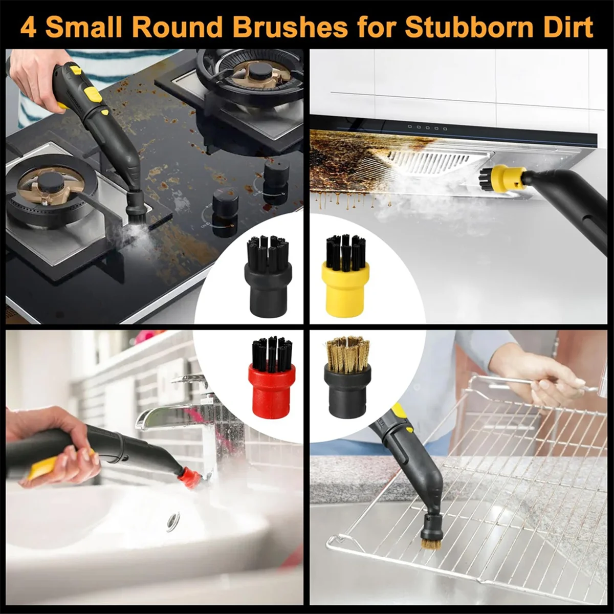 AB51 Dampfreiniger-Zubehör für Easyfix SC1 SC2 SC3 SC4, Rundbürste, Flachbürste, gebogene DüseHanddampfbürste