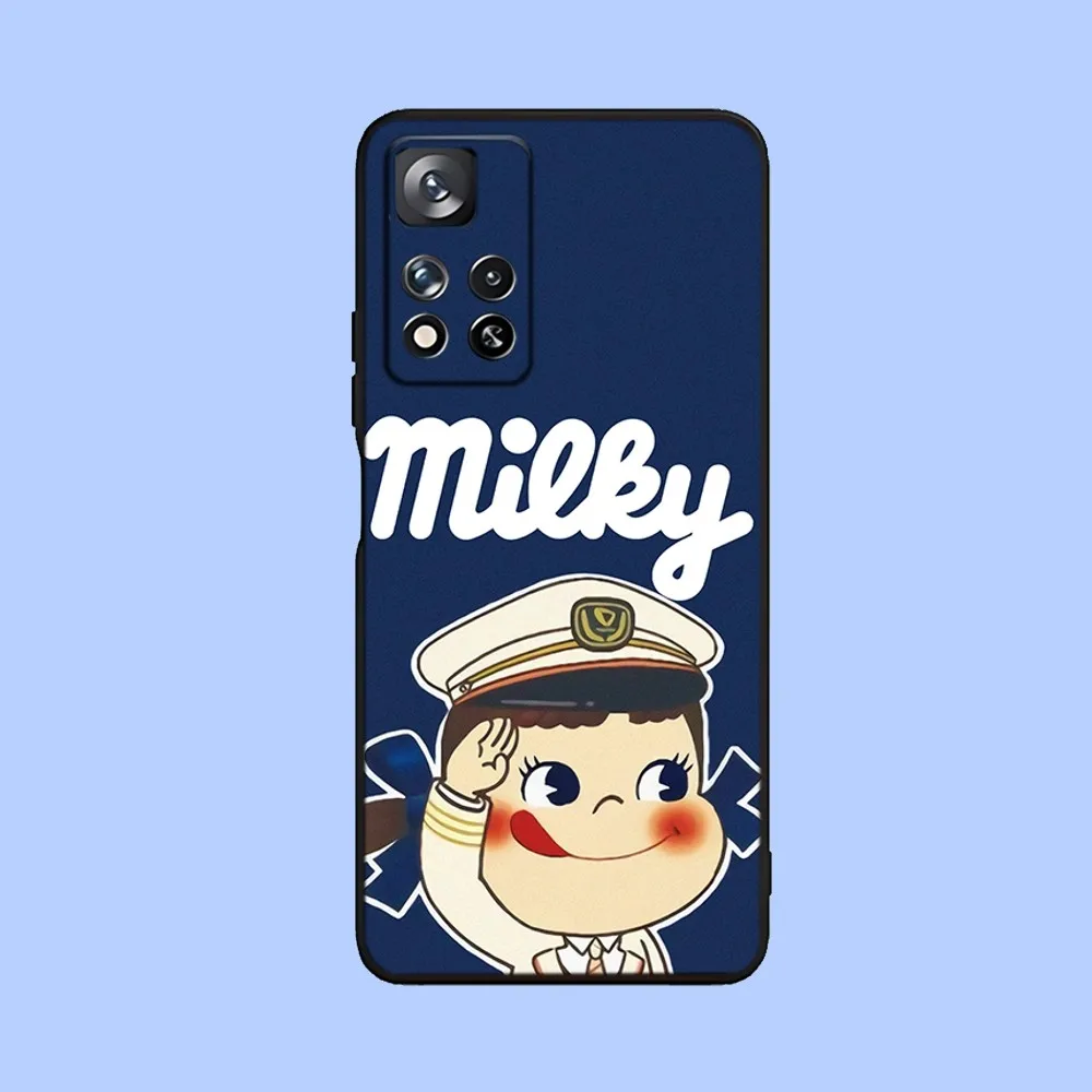 Fujiya Milky Peko-Chan Phone Case For Samsung Galaxy A13,A21s,A22,A31,A32,A52,A53,A71,A80,A91 Soft Black Cover