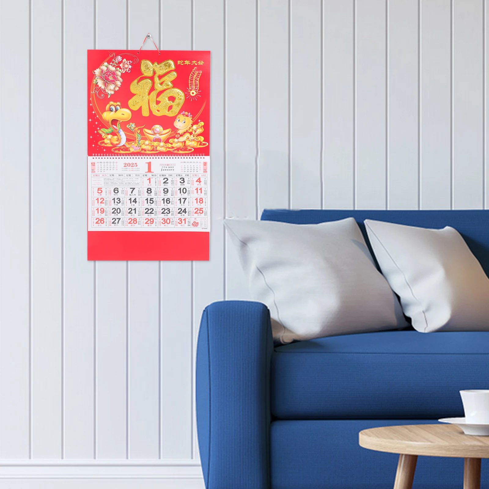 2025 ثعبان سنة فو شخصية معلقة التقويم الفني الصينية القمرية جدار التقويم مخطط شهري مواعيد العطلة القمرية #3