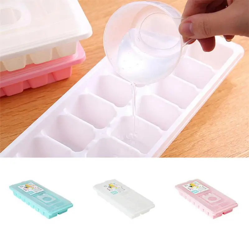 Maker Tray Food Grade Silicone With Lid Soft Bottom Kitchen Tool 16-grid Ice Tray Drinks Durable Ice Mould