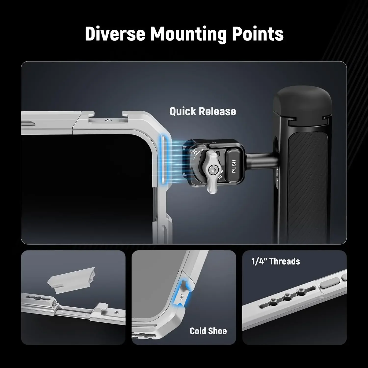 NEEWER مثبت فيديو قفص الهاتف متوافق مع iPhone 17 Pro مع حلقة مرشح 67 مم، لوحة خلفية للعدسة مقاس 17 مم باللون الفضي #5