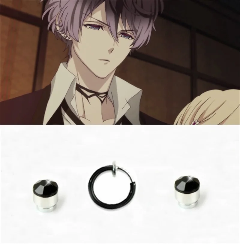 Japan Anime DIABOLIK LOVERS Mukami Ruki Magnetic Stud Ear Clip Set Cosplay Accessories Halloween Unisex Fashion Party Prop Gifts