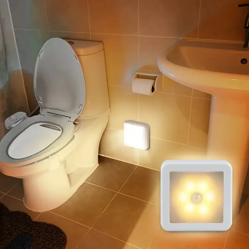 LED Night Light Smart Motion Sensor Battery USB Charging Operated Bedside Lamp Living Room Hallway Pathway Toilet Home Lighting