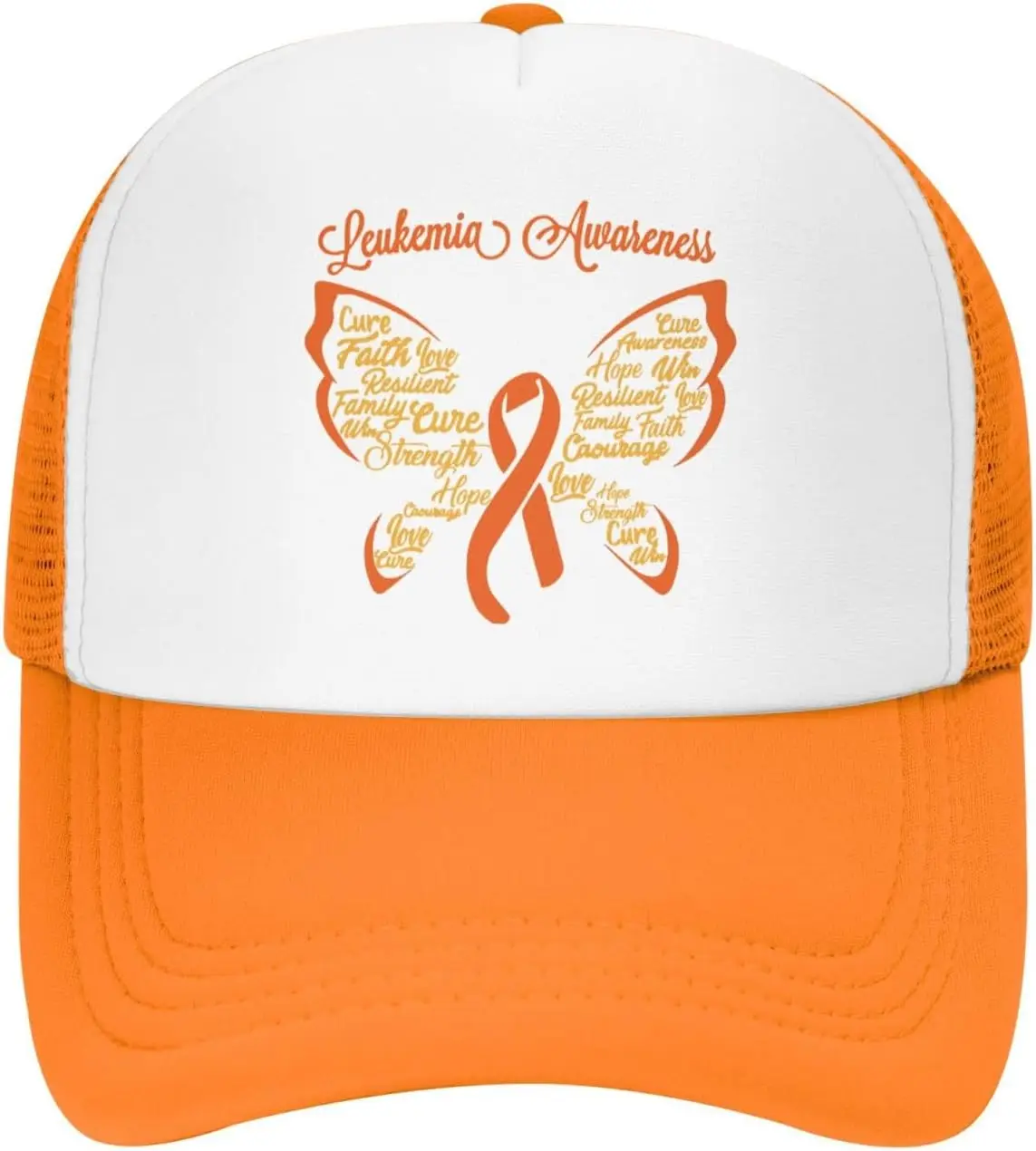 Leukemia Awareness Butterfly Ribbon Trucker Hat Polyester Mesh Snapback Cap Unisex Casual