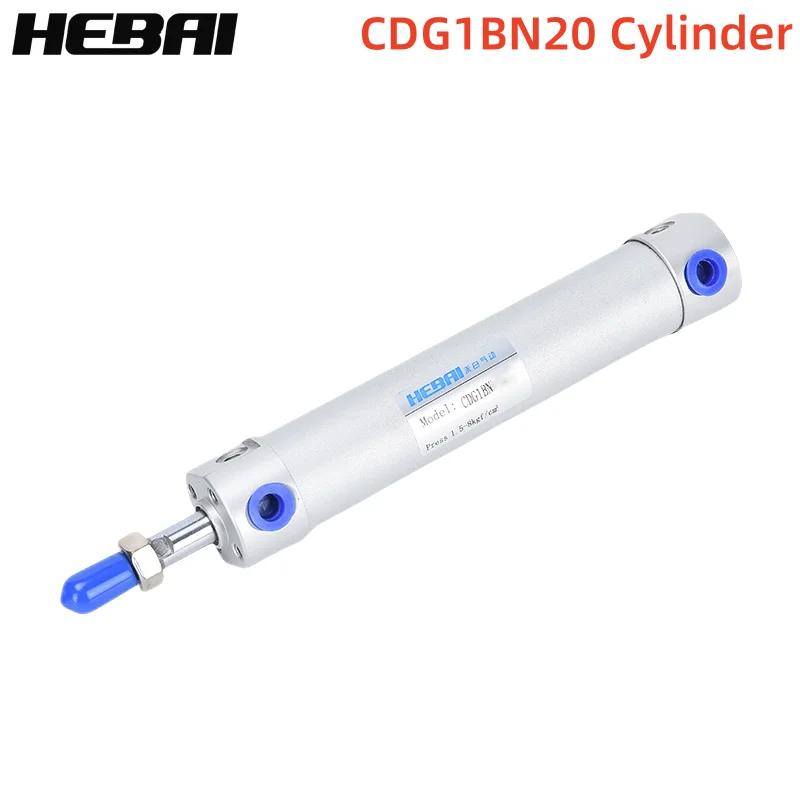 HEBAI CDG1BN20 Aluminum Pneumatic Cylinder Mini Bore 20mm Stroke Options 25/50/100/125/150mm for Injection Molding Machines