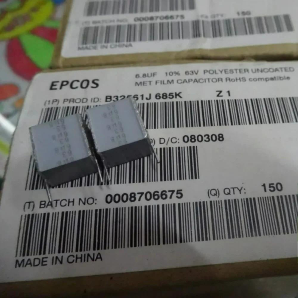 1PCS EPCOS 6.8uf 63v 6u8f 685 K Brand New 10mm Layered Polyester Film Capacitor B32561J685K