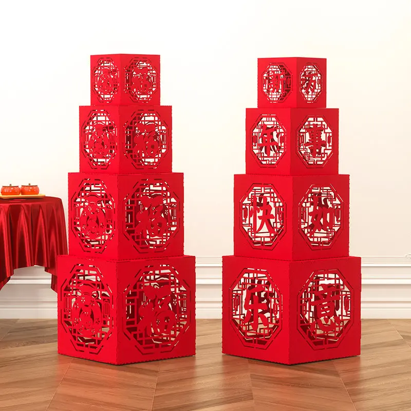 

New Year's three-dimensional lucky character decoration box scene layout, high-end atmosphere
