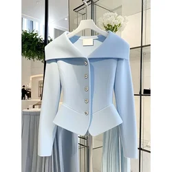 Autumn French Short Jacket Women Top Korean Fashion Sweater Luxury Temperament Slim Fit Blazer Coat Women Clothing Vintage Chic