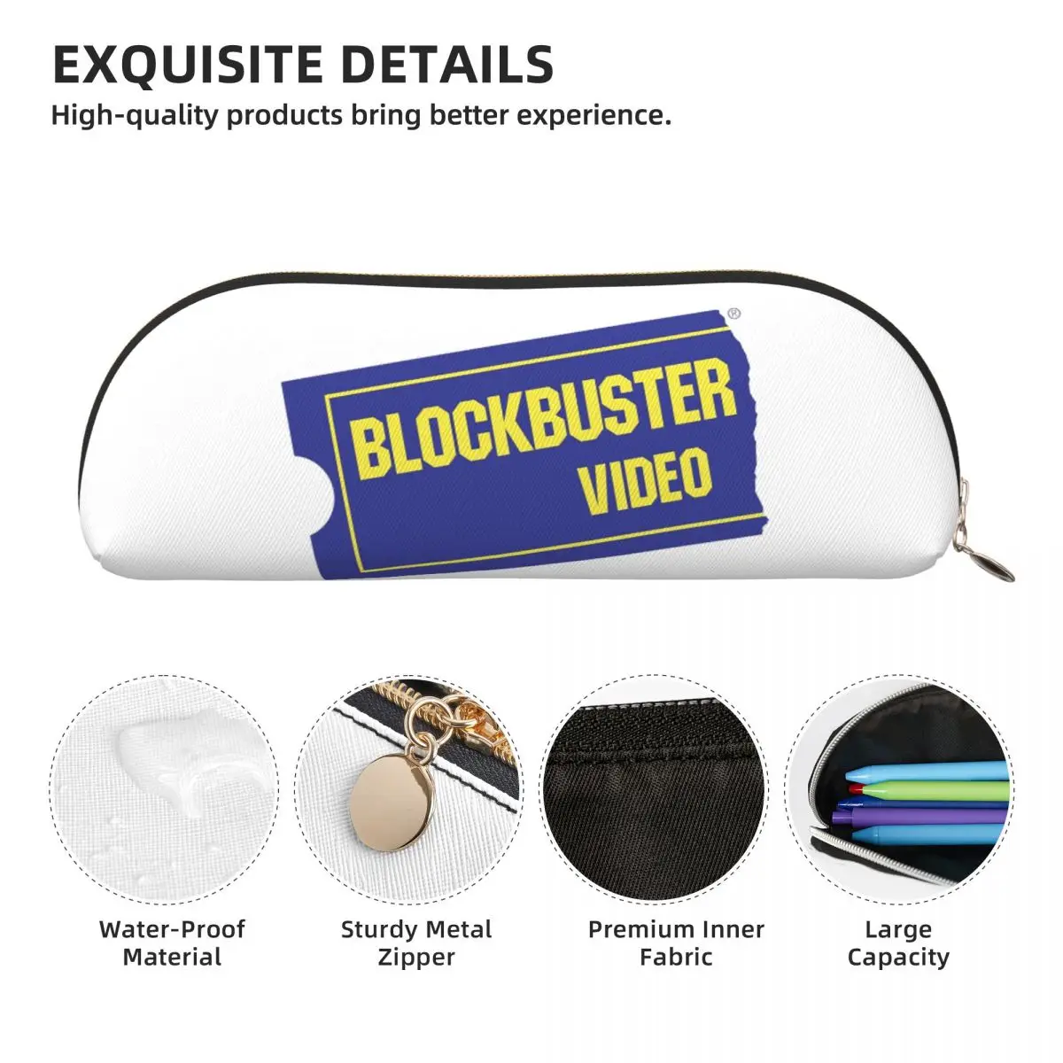 블록버스터 비디오 연필 케이스 펜 홀더 보관 문구 용품 대용량 펜 상자 연필 가방 학생 선물