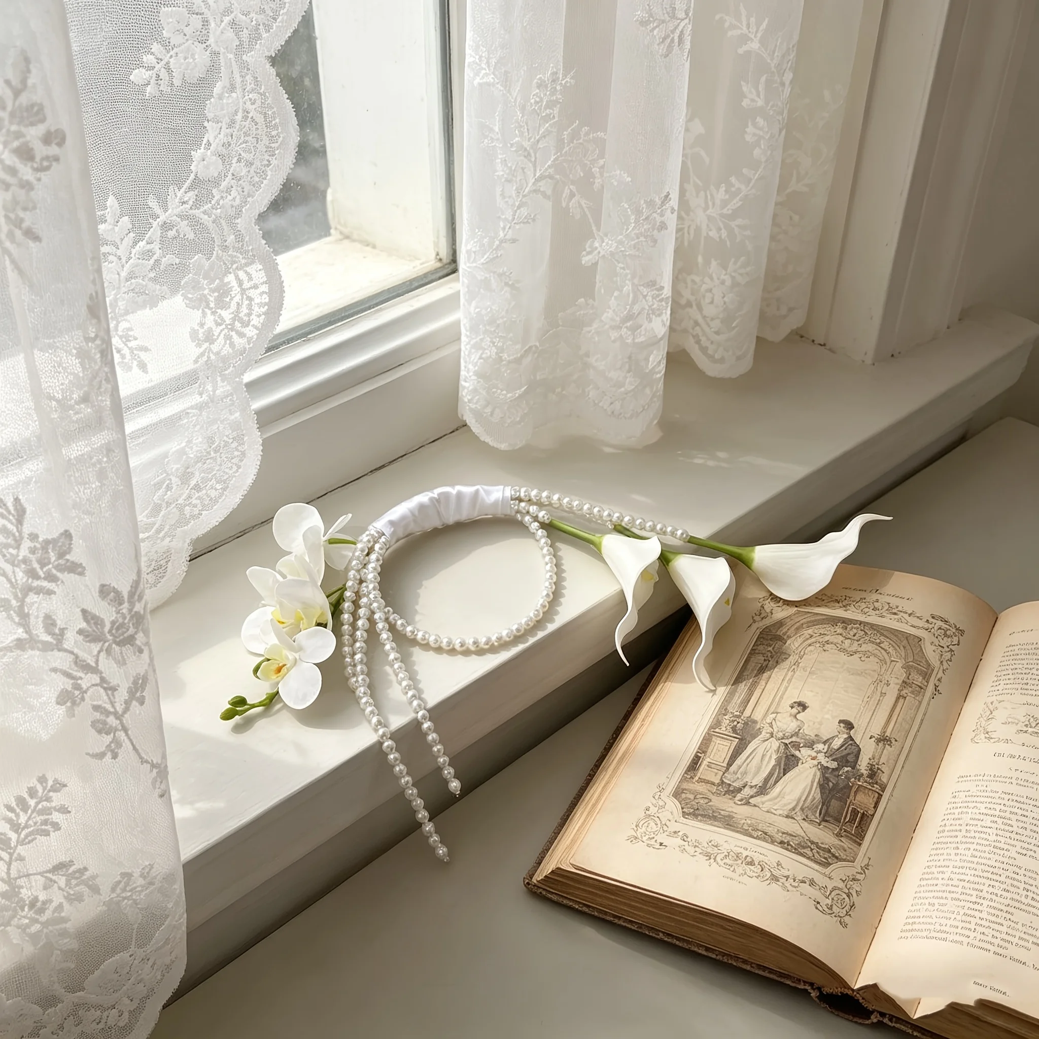 A Soft and Elegant Floral Design with a Serene and Charming Style, Creating a Simple Yet Beautiful Wedding Bouquet.