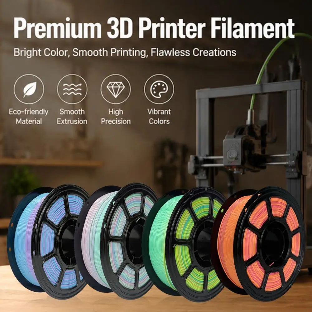 Gradient Rainbow Filament Rainbow Gradient Pla Filament 1.75mm 1kg Spool Low Warpage 3d Printing Filament for Fdm Printers