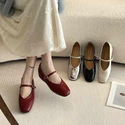 Bailamos New Brand Women Flats Fashion Square Toe Shallow Mary Jane Shoes Soft Casual Ballet Shoes Slingback Shoes Mujer