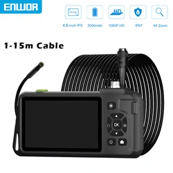 4.5''IPS Endoscope Camera HD1080P Single Dual Triple Lens 5.0MP Autofocus Replaceable 1-15 meter Inspcection Car Sewer Borescope