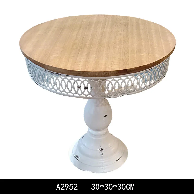 Old ornaments metal hollow engraving handicrafts wedding props solid wood fruit dessert tray