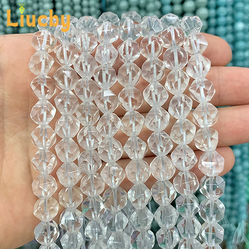 Diamond Natural Stone Faceted White crystal beads For Jewelry Making DIY Shiny dazzling decoration Crafts 15