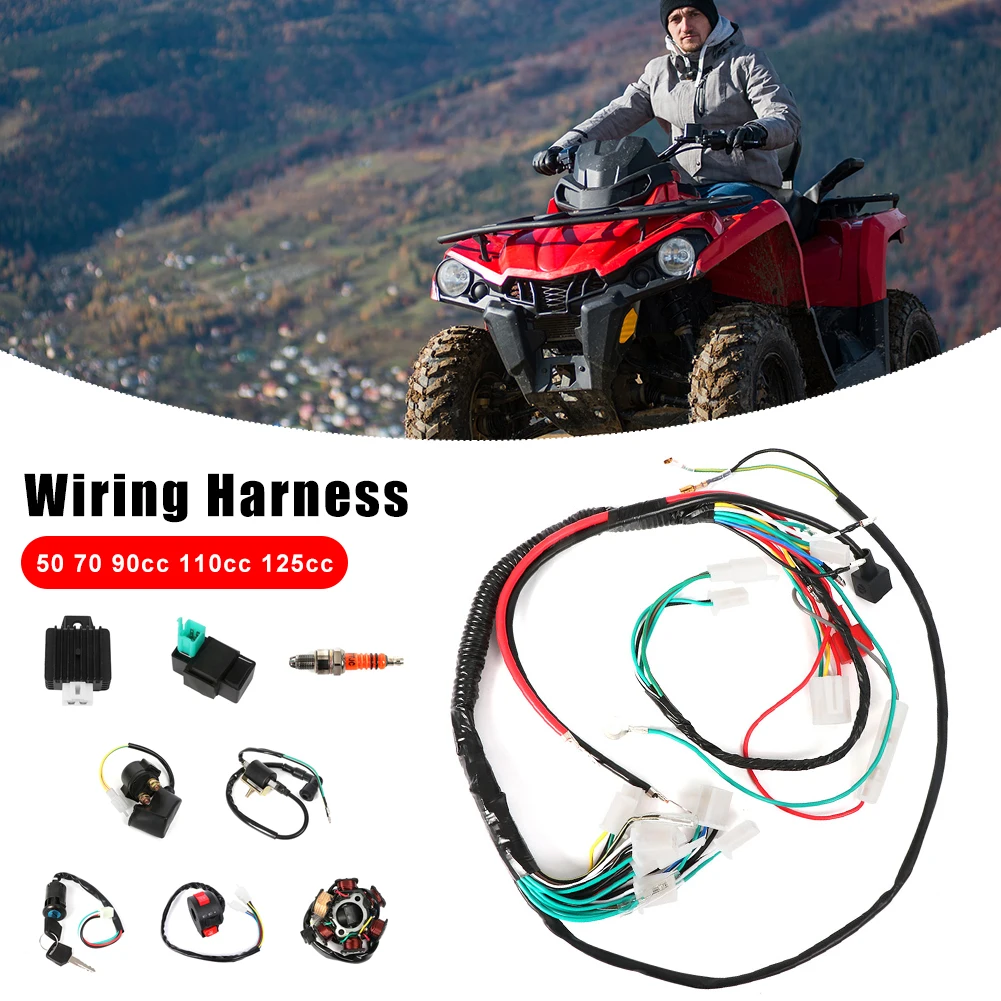 Electrics Stator Coil Set Quad Wire Harness CDI Wiring Harness for 50cc 70cc 90cc 110cc 125cc ATV Quad Pit Dirt Bike Buggy Go