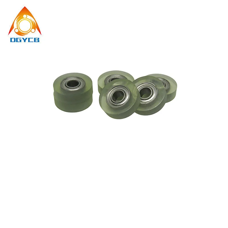1pcs 14mm Diameter 4mm Bore PU Coated Roler 4x14x4 PU68414-4 Polyurethane Bearing Pulley 4*14*4 Plastic Mute Wheel